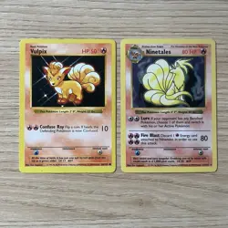 Pokemon TCG Base Set Shadowless Vulpix Ninetales Wizards 1999 2 Card Lot - Image 1