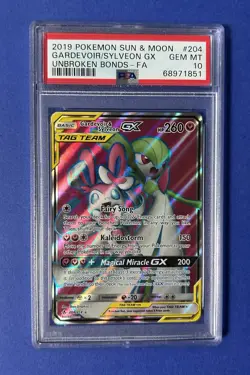 2019 Pokemon Sun & Moon Gardevoir/Sylveon GX Unbroken Bonds-FA #204 PSA 10 - Image 1