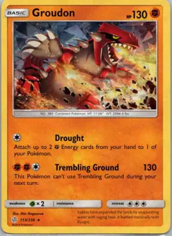 Pokemon TCG Groudon 113/236 Cosmic Eclipse Holo NM - Image 1