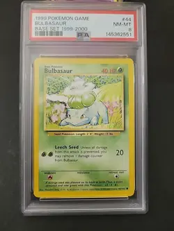 PSA 8 NM-MT 1999 POKEMON BASE SET 1999-2000 “4TH PRINT” #44 BULBASAUR - Image 1