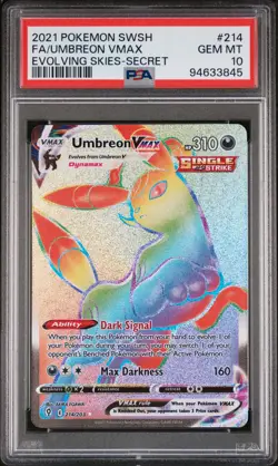 2021 Pokemon Sword & Shield Evolving Skies Umbreon Vmax Secret Rare #214 PSA 10 - Image 1
