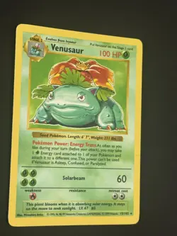 Pokemon TCG Shadowless Venusaur Basr Set Holo #15 LP - Image 3