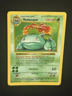 Pokemon TCG Shadowless Venusaur Basr Set Holo #15 LP - Image 4