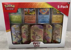 Pokemon TCG Scarlet & Violet 151 5-Pack of Mini Tins and 4 Promos Costco Bundle - Image 1
