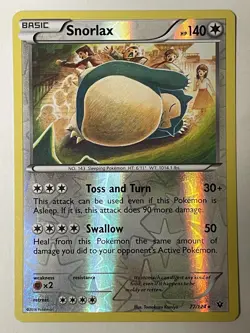 Snorlax Pokemon XY - Fates Collide #77/124 Reverse Holo - Image 1