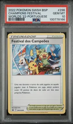 2022 Pokemon PORTUGUESE Worlds Champions Festival dos Campeoes SWSH296 PSA 10 - Image 1