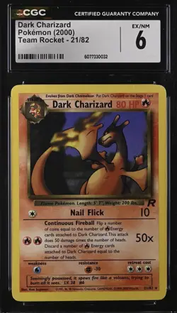 2000 Pokemon Dark Charizard CGC 6 Team Rocket 21/82 - Image 1