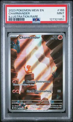 2023 POKEMON MEW EN-151 ILLUSTRATION RARE #168 CHARMANDER PSA 9 - Image 1