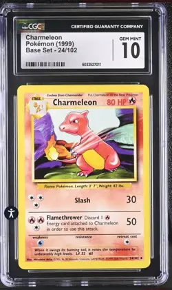 1999 Pokemon Base Set Charmeleon 24/102 CGC 10 - Image 1