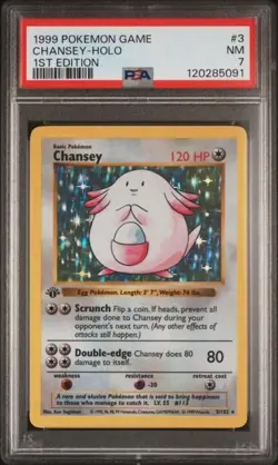 1999 POKEMON GAME #3 CHANSEY-HOLO 1ST EDITION PSA 7 - Image 1