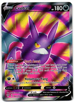 Crobat V 182/189 - Darkness Ablaze Rare Ultra Pokemon TCG - NM Card - Image 1