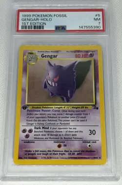 Pokemon Gengar Holo 1st Edition Fossil Psa 7 - Image 1