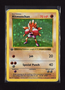 1999 Pokemon Hitmonchan Holo 7/102 1st Edition Base Set Shadowless Rare Foil - Image 1