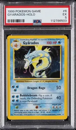 1999 POKEMON GAME #6 GYARADOS-HOLO PSA 5 - Image 1