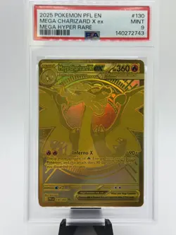 2025 MEGA CHARIZARD X EX HYPER RARE GOLD PHANTASMAL FLAMES POKEMON PSA 9 #130 - Image 1