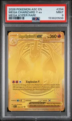 2026 POKEMON ASC EN-ASCENDED HEROES MEGA HYPER RARE MEGA CHARIZARD Y EX PSA 9 - Image 1