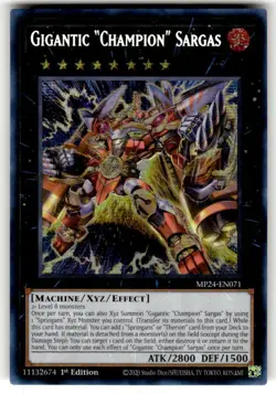 Yugioh! 1x Gigantic "Champion" Sargas MP24-EN071 Prismatic Secret Rare 1st Ed NM - Image 1