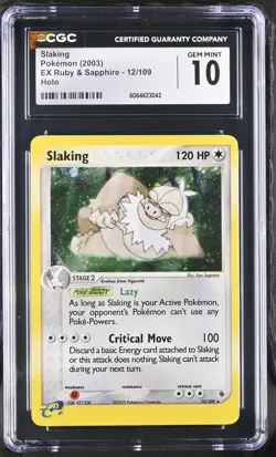CGC 10 GEM MINT Slaking 2003 EX Ruby & Sapphire 12/109 Holo Pokemon Card - Image 1