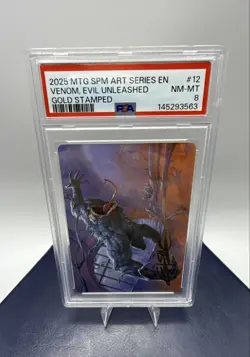 Venom Evil Unleashed Art Card Marvel's Spider-Man Gold Stamp (12/54) PSA 8 - Image 1