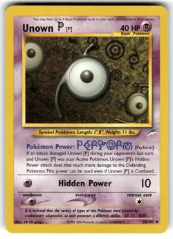 Unown P 58/105 Neo Destiny Unlimited 2002 Pokemon Card Uncommon NM - Image 1