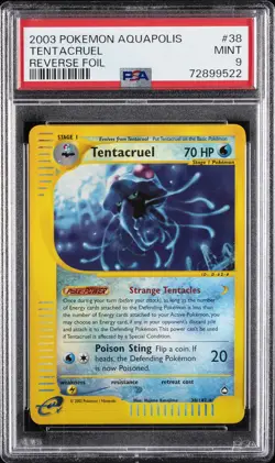 2003 POKEMON AQUAPOLIS #38 TENTACRUEL-REVERSE FOIL PSA 9 - Image 1