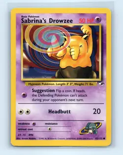 Pokemon tcg Gym Heroes Sabrina's Drowzee Moderately played - Image 1