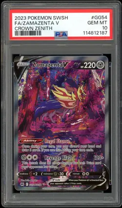 2023 POKEMON SWORD & SHIELD CROWN ZENITH #GG54 FULL ART ZAMAZENTA V PSA 10 - Image 1