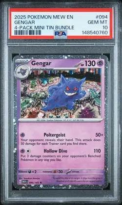 2025 POKEMON PROMO 4-PACK MINI TIN BUNDLE #094 GENGAR PSA 10 - Image 1