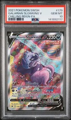 PSA 10 GALARIAN SLOWKING V 179 CHILLING REIGN SWORD & SHIELD POKEMON GEM MINT - Image 1