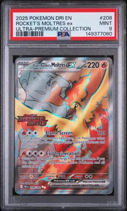 TEAM ROCKET'S MOLTRES EX #208 STAMPED UPC PROMO 2025 POKEMON DESTINED PSA 9 MINT - Image 1