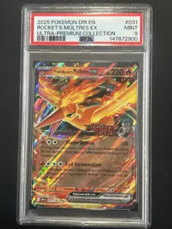 Pokemon TCG Team Rockets Moltres EX Destined Rivals Stamp 208/182 PSA 9 - Image 1