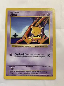 Pokemon TCG Pokemon Abra 1999 Base Set Shadowless 43/102 LP ⚫ - Image 1