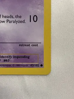 Pokemon TCG Pokemon Abra 1999 Base Set Shadowless 43/102 LP ⚫ - Image 5