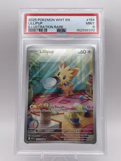 2025 Pokemon WHT EN White Flare Lillipup Illustration Rare #154 PSA 9 MINT - Image 1