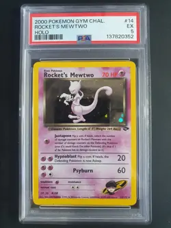 Rocket's Mewtwo 14/132 2000 Holo Swirl - PSA 5 - Gym Challenge - Pokemon Card - Image 3