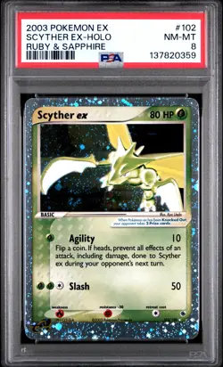 Scyther EX 2003 102/109 Holo Swirl - PSA 8 - Ruby and Sapphire - Pokemon Card - Image 1