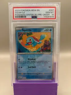 PSA 10 GEM Mint - Squirtle #007 Pokemon Center 151 Pre Order Promo , Graded - Image 1