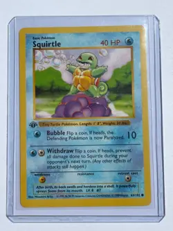 Squirtle Pokemon TCG Base Set 063/102 (Shadowless) 1st Edition - Image 1