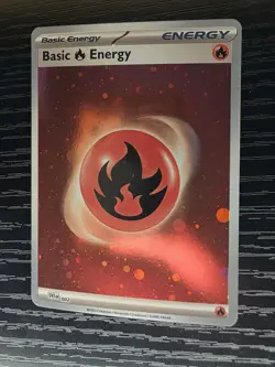 Pokemon 151 Basic Fire Energy 002 HD Cosmos Holo Swirl - Image 3