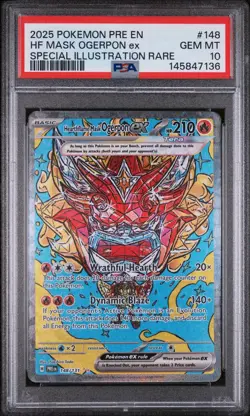2025 POKEMON PRE EN-PRISMATIC EVOLUTIONS #148/131 HF MASK OGERPON ex SIR PSA 10 - Image 1