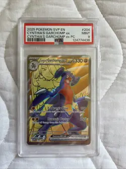 2025 POKEMON SVP EN-SV PREMIUM COLLECTION PROMO CYNTHIA'S GARCHOMP EX 204 PSA 9 - Image 1