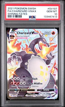 2021 POKEMON SWORD & SHIELD SHINING FATES #SV107 FULL ART/CHARIZARD VMAX PSA 10 - Image 1