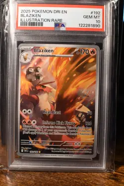 2025 Pokemon Dri En-Destined Rivals #192 Blaziken Illustration Rare PSA 10 - Image 1