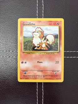 Pokemon TCG - Growlithe - 28/102 - Unlimited Base Set - LP Uncommon (1999) - Image 1