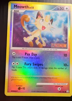 Meowth Platinum Stamped Reverse Holo 106/146 Legends Awakened Pokemon TCG 2008 - Image 4