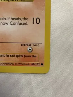 Pokemon Vulpix Base Set Shadowless 68/102 Unlimited Common LP - Image 3