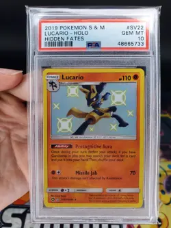 Pokemon Lucario Hidden Fates Holo Rare #SV22 PSA 10 Gem Mint - Image 2