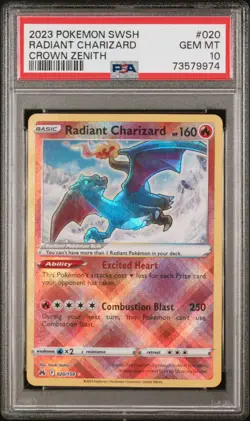 Radiant Charizard Pokemon 020/159 Crown Zenith Holo PSA 10 - Image 1