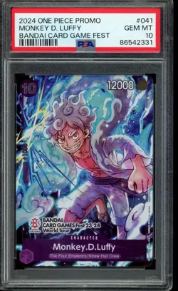 2024 ONE PIECE PROMOS BANDAI CARD GAMES FEST #041 MONKEY D. LUFFY PSA 10 - Image 1