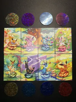 Prismatic Evolutions Eevee Mini Tin Art Cards & Coins - Complete Bundle All 8 - Image 1